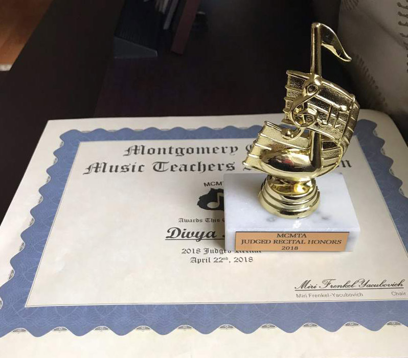 Student wins High Honor Trophy on MCMTA Judged Recital